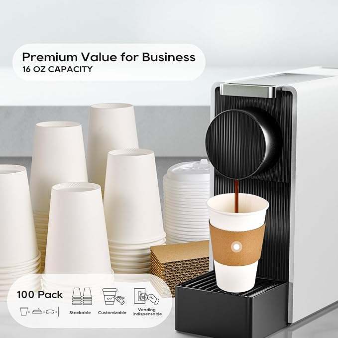 JOLLY PARTY 16 oz Paper Coffee Cups, Disposable Paper Coffee Cup - Image 4