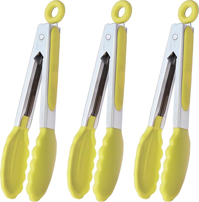 HINMAY Small Appetizer Tongs 7-Inch Silicone Tipped Kitchen Tongs by HINMAY