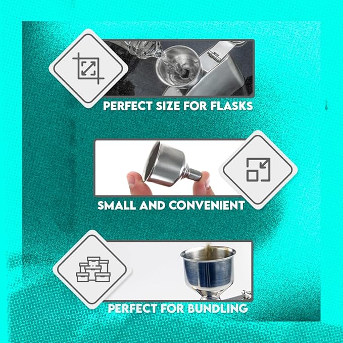 SE Stainless Steel Funnel for Flasks Bottles and Mini Bottles, Small Steel - Image 8
