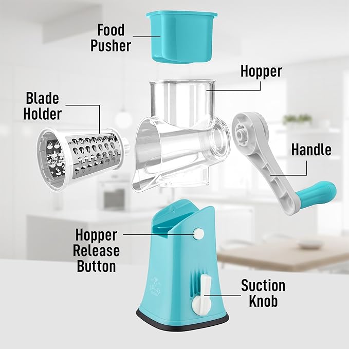 Zulay Kitchen Rotary Cheese Grater 5 Blade Cheese Shredder - Image 8