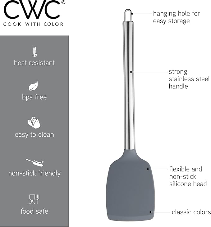 COOK WITH COLOR Silicone Cooking Utensils, Kitchen Utensil Set, Cooking Utensils - Image 6