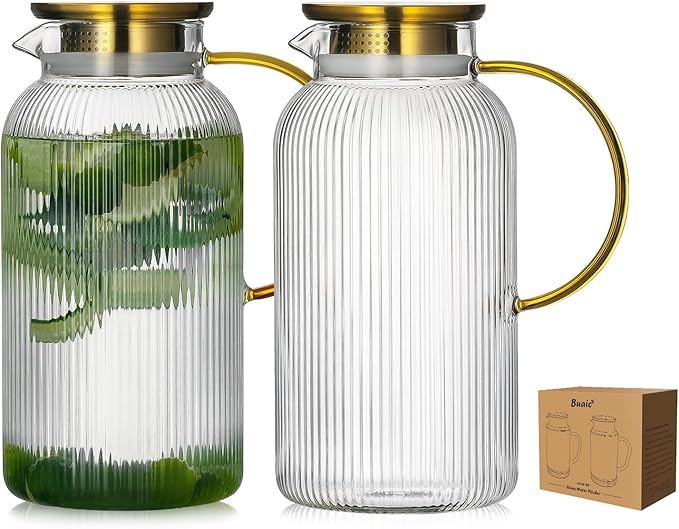 Buaic 2 PACK Glass Pitcher by Buaic