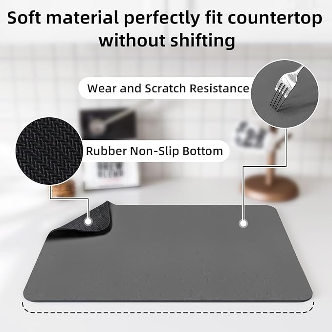LOPNUR Kitchen Dish Drying Mat, Diatomite Coffee Mat, Super Absorbent Dish - Image 4