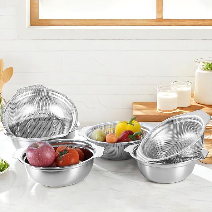Extra Large 5.5QT Stainless Steel Colander, Large Capacity Rice Colander - Image 6