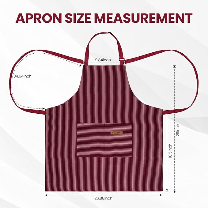 Serrenf 2 Pack Apron, Cooking Kitchen Aprons, Adjustable Bib Apron - Image 5