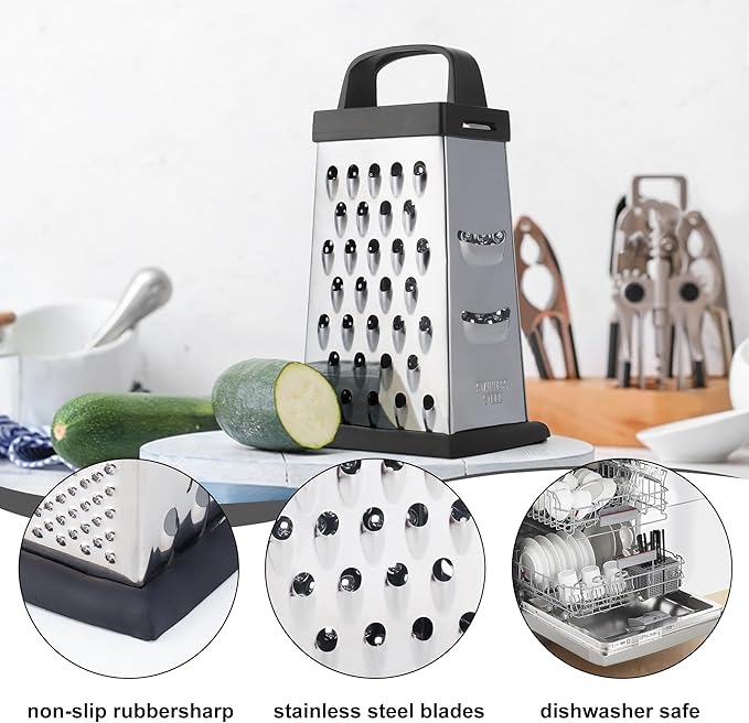 Cheese Grater, Mini Size 4-Sided Stainless Steel Grater, Food Shredder - Image 3