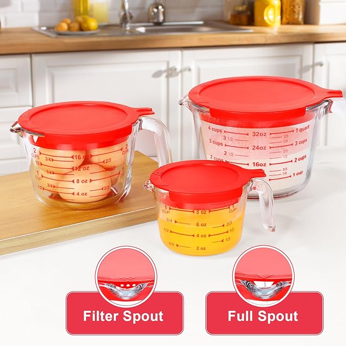 KOMUEE 4 Piece Glass Measuring Cups Set, 5 Oz, 4-Cup Liquid Measuring Cups - Image 4