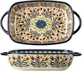 Vintage Style Tulip Flower Pattern Ceramic Bakeware Casserole Dish Baking Pan by Bicuzat