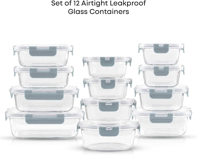 JoyJolt 24pc Borosilicate Glass Storage Containers - Image 3