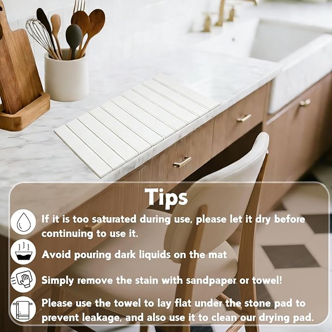 Dish Drying Mats, Large 24x16 Inch Diatomaceous Earth Drying Mat / - Image 3