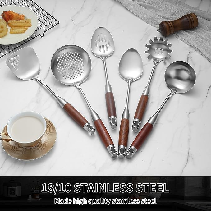 Izurok 18/10 Stainless Steel Kitchen Utensils Set, 6 Piece Cooking Utensils - Image 3