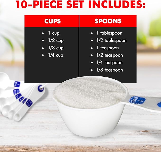 Chef Craft Easy to Read Plastic Measuring Cup Set, 10 Piece - Image 4