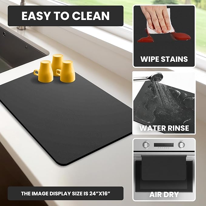 Dish Drying Mat Super Absorbent – 24" x 16" Coffee Mat - Image 7