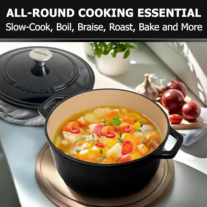 MUELLER HOME 7.5 QT Enameled Cast Iron Dutch Oven, Heavy-Duty, Oven-Safe up to - Image 6
