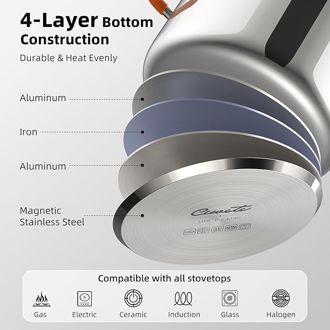Ciwete Stainless Steel Stock Pot, 11 Quart Soup Pot - Image 3