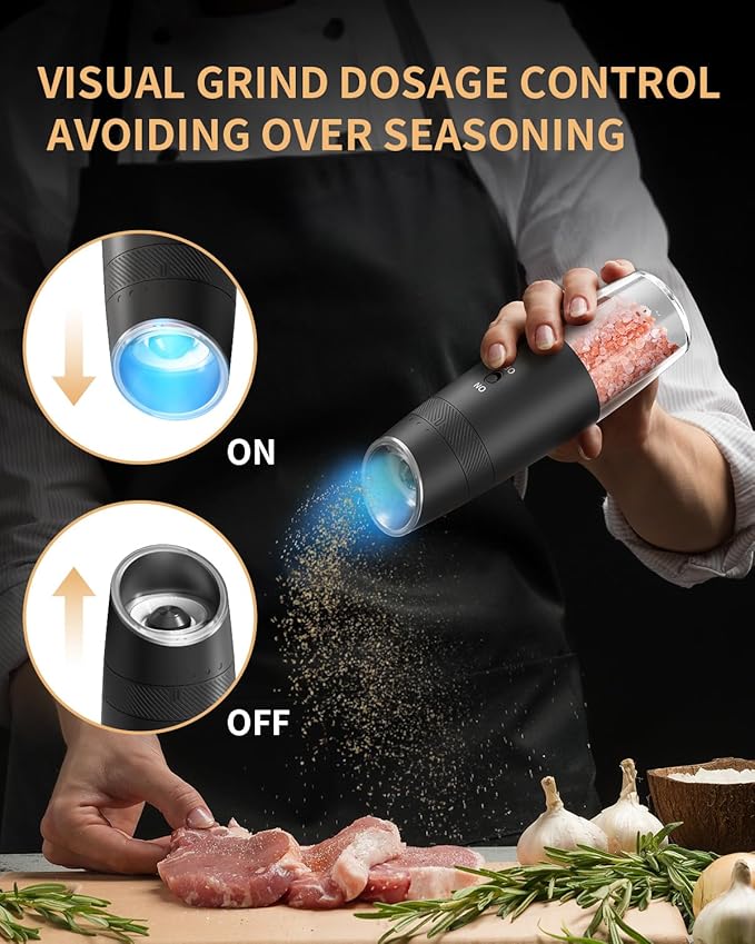 CIRCLE JOY Gravity Electric Salt and Pepper Grinder Set Automatic Shakers - Image 5