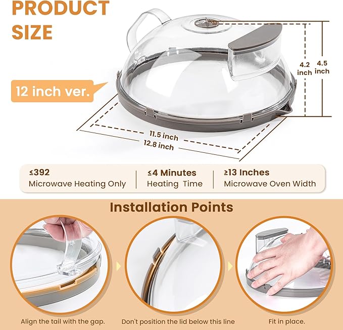 12 Inch Microwave Splatter Cover, Upgraded Microwave Cover - Image 5