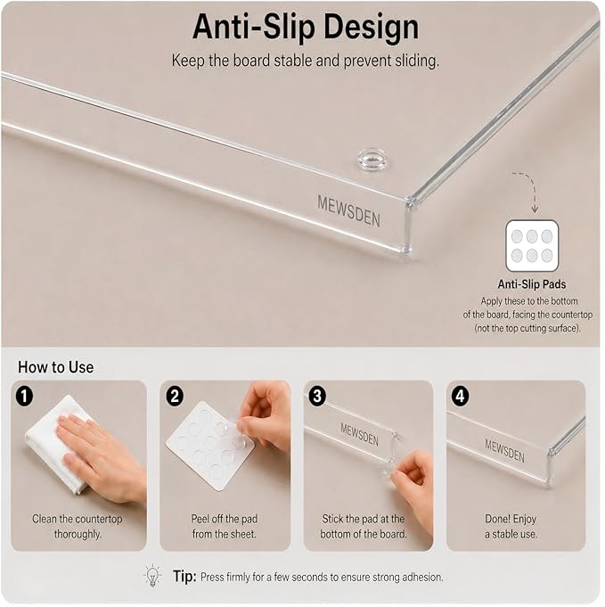 Acrylic Cutting Board with Counter Lip, Non-Slip Cutting Board - Image 6