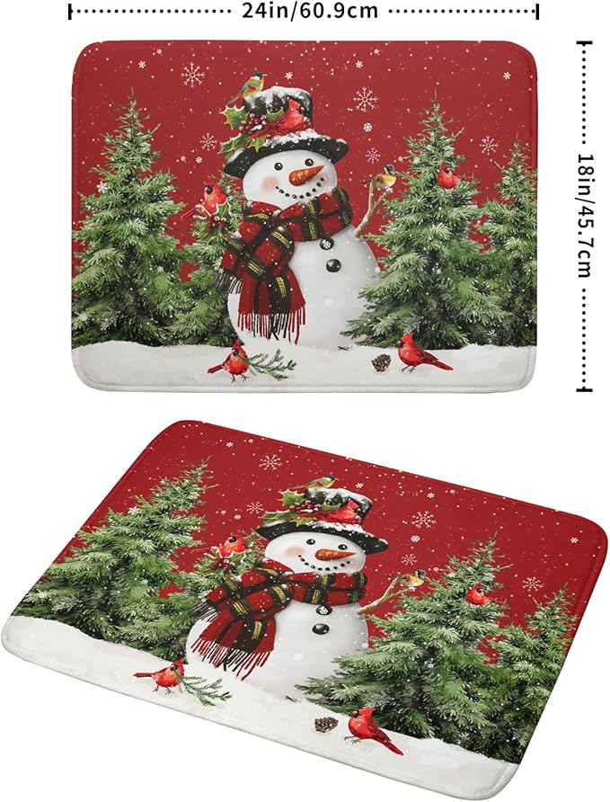 Christmas Dish Drying Mat for Kitchen Counter Snowman Green Christmas Tree - Image 2