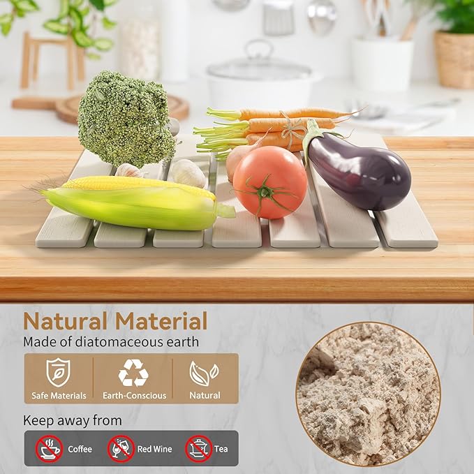 Stone Dish Drying Mat for Kitchen Counter, 15.5''x11.8'' Foldable Quick Dry - Image 5