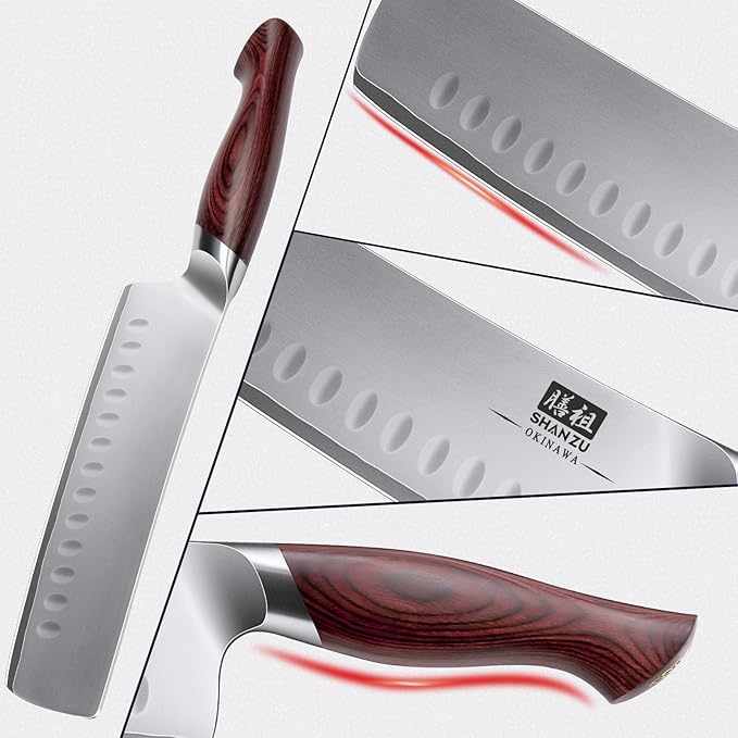 SHAN ZU 7 Inch Nakiri Knife, Japanese 10Cr15MoV High Carbon Stainless Steel - Image 8