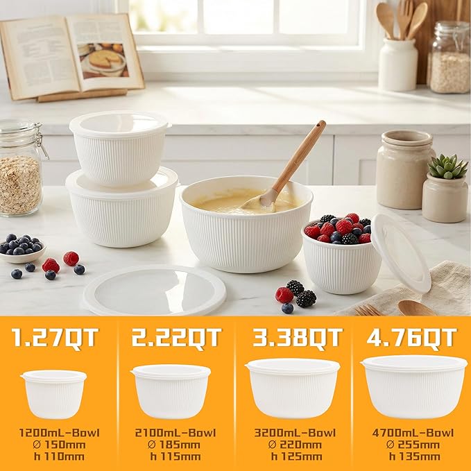BoxedHome Mixing Bowls with Lids Set, 4 Packs BPA-Free Plastic Prep Bowls - Image 12