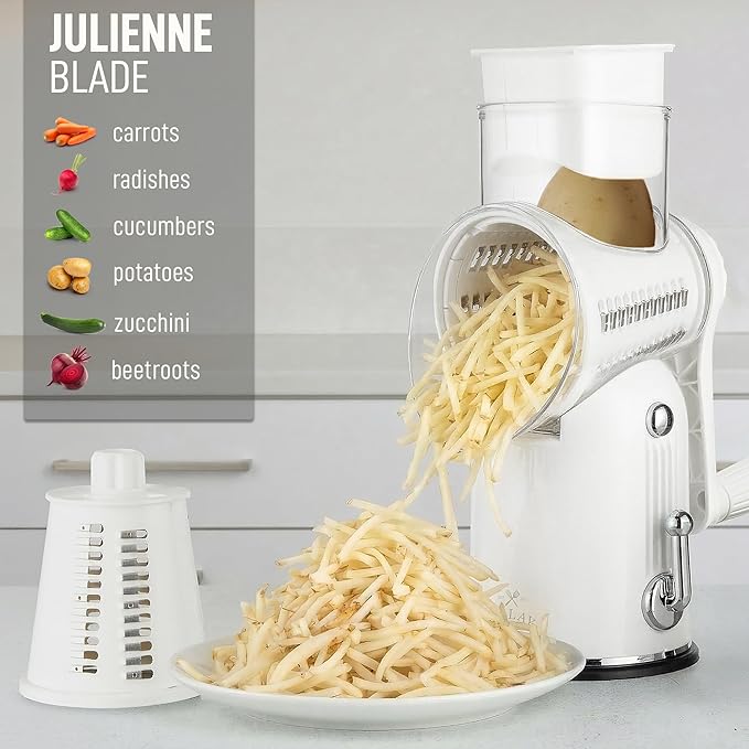 Zulay Kitchen Rotary Cheese Grater 5 Blade Cheese Shredder - Image 7