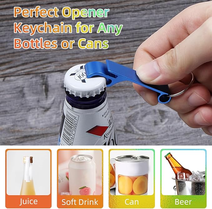 100 Pack Bottle Opener Keychain Bulk, Colorful Beer Bottle Openers Metal - Image 4