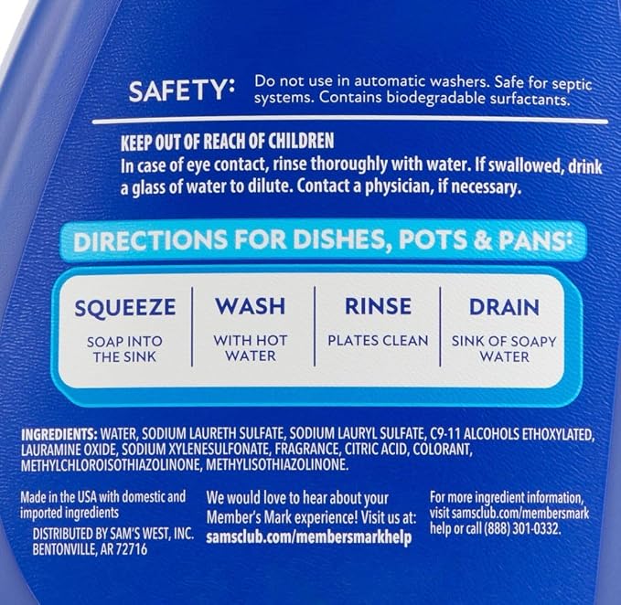 Member Marks Platinum Performance Liquid Dish Soap,Fresh Clean,100 fl.oz Pack-1