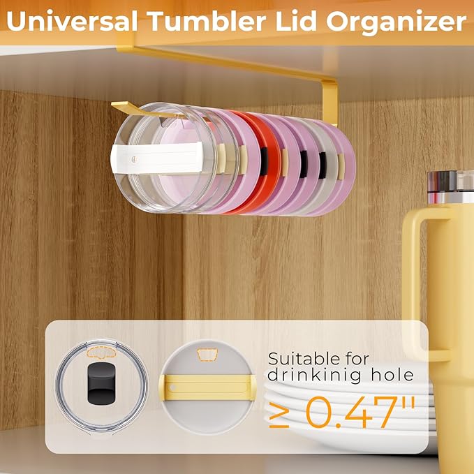 2 PCS Tumbler Lid Organizers, Ample Lid Capacity Up to 30 Lids, No Adhesive No - Image 3