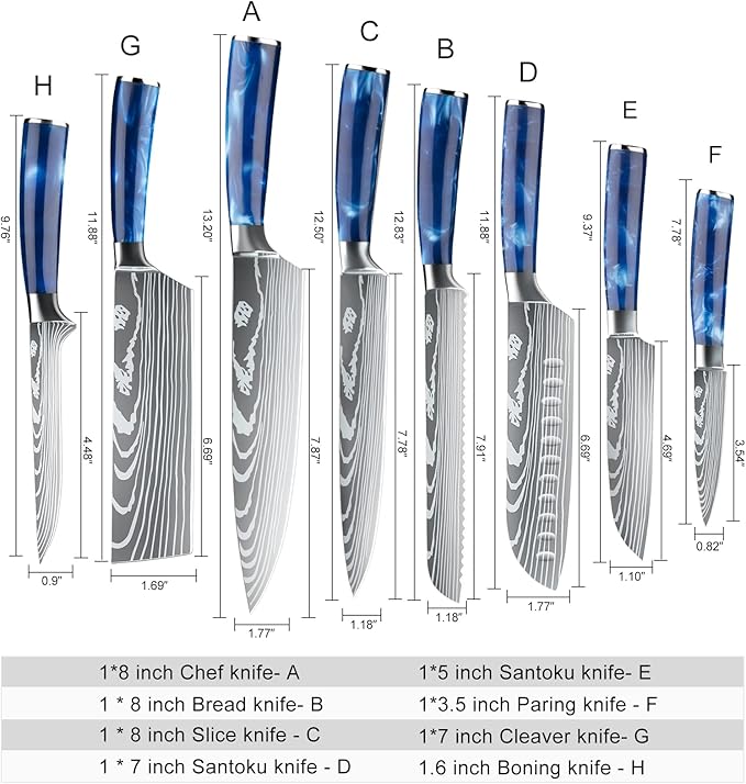 Dfito Chef Knife Sets with Roll Bag, 9 Pieces Professional Knife Set, High - Image 5