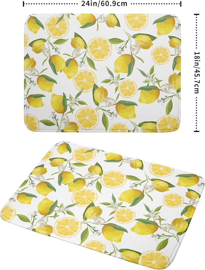 Lemon Dish Drying Mat for Kitchen Counter Spring Summer Microfiber Absorbent - Image 2