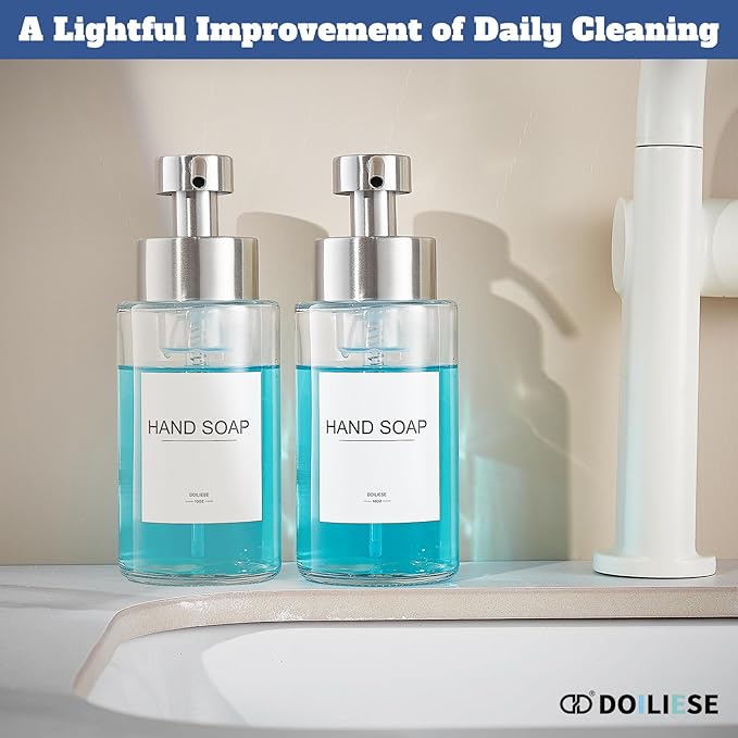 Glass Foaming Hand Soap Dispenser, 10 oz Easy Refill Bathroom Soap Dispenser - Image 7