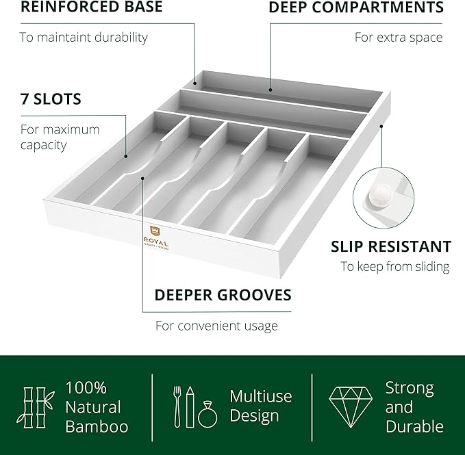 ROYAL CRAFT WOOD Luxury Bamboo Kitchen Drawer Organizer - Image 4