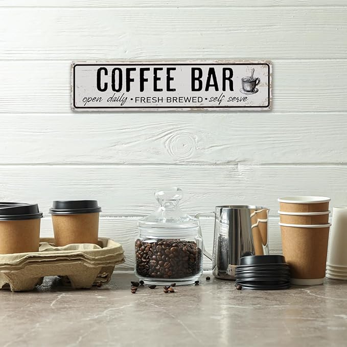 Coffee Bar Open Daily Sign, Retro Metal Tin Sign, Rustic Farmhouse Wall Decor - Image 4