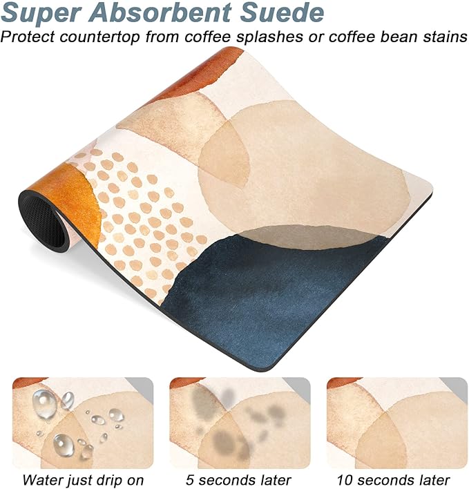 Rnivvi Coffee Mat, Hide Stain Rubber Backed Absorbent Dish Drying Pad - Image 3