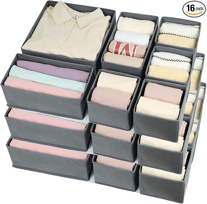 Fordonral 16 Pack Drawer Organizer Clothes, Foldable Fabric Dresser Organizer by Fordonral