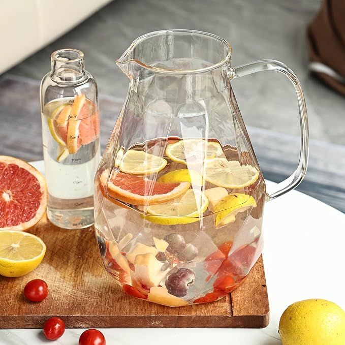 Glass Pitcher with Lid, 1 Gallon Glass Water Pitcher Hot/Cold Water Jug - Image 3