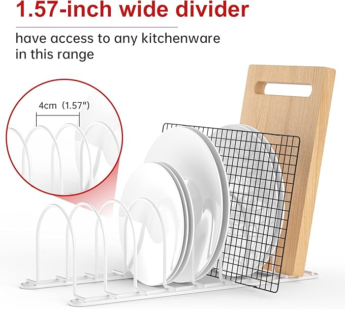 JAQ Pot Lid Rack Organizer, 10.5" Kitchenware Dividers Holder - Image 4