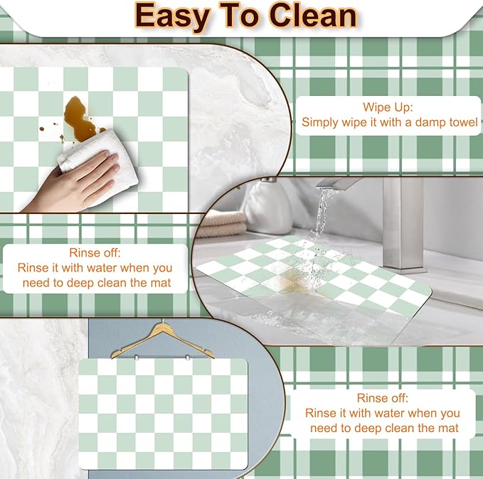 Dish Drying Mat for Kitchen, Checkered Coffee Station Mats - Image 5