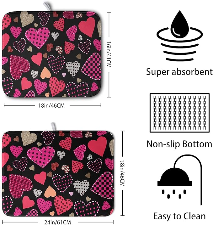 Happy Valentine's Day Kitchen Drying Mats - Image 2