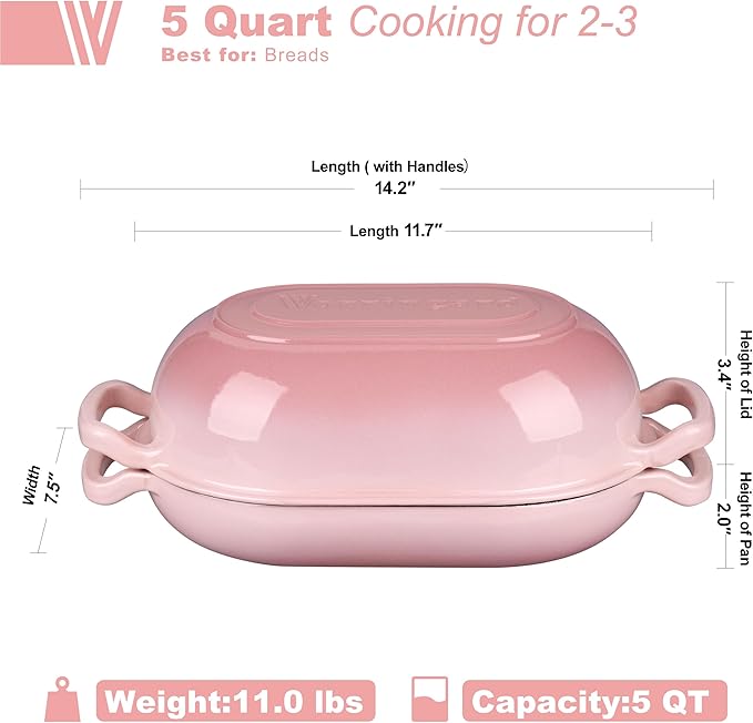 VORRINGARD Enameled Cast Iron Sourdough Bread Oven, Dutch Oven, Loaf Cast Iron - Image 2