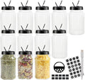 12 Pack 16 oz Clear Plastic Spice Jars by BPFY
