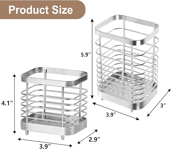 Utensil Holder, Stainless Steel Utensil Drying Rack - Image 2