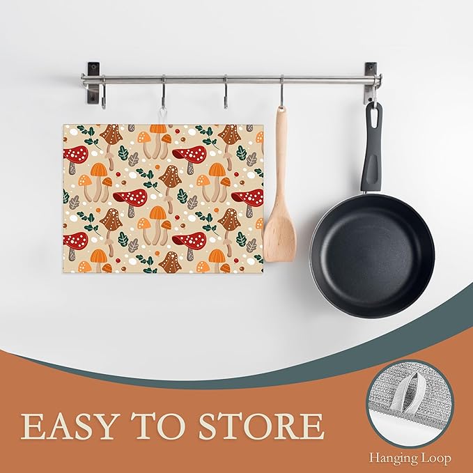 Funny Mushrooms Dish Drying Rack Mats Decor - Image 3