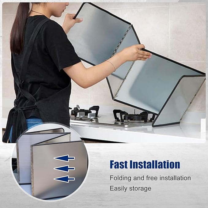 4 Sided Splatter Guard, Foldable Stainless Steel Oil Splatter Screens, Oil - Image 7