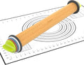 Rolling Pin with Adjustable Thickness Ring and Silicone Baking Mat by Aguegro