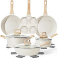13 Pcs Pots and Pans Set, Nonstick Cookware Sets White Granite Induction by SODAY
