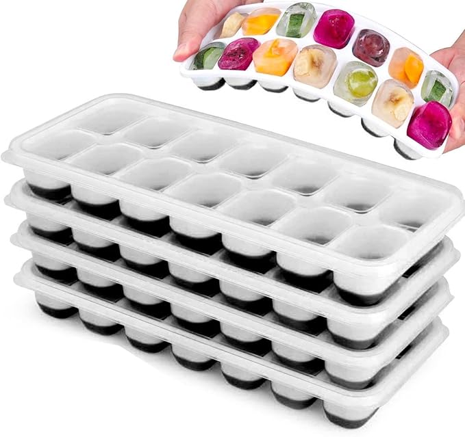 Set of 4 Stackable Silicone Ice Cube Trays by VIGORPATH