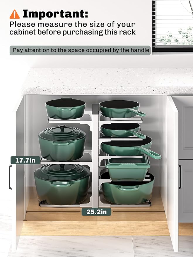 MUDEELA 8-Tier Pots and Pans Organizer under Cabinet, 15.83" Height Heavy Duty - Image 2